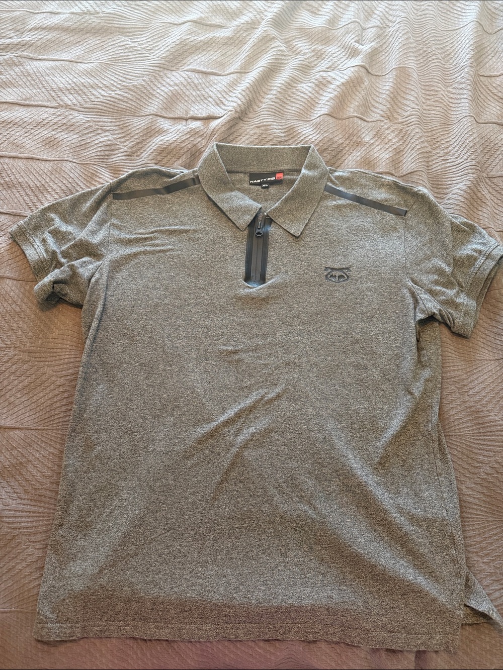 Nasty Pig Men's Heather Gray Zip-Front Polo